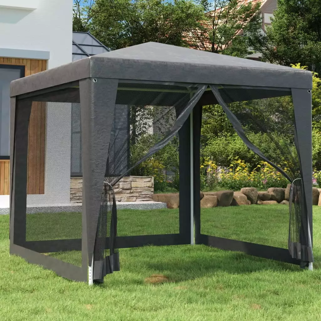 Irfora 8.2x8.2 Feet Anthracite Party Tent 4 Mesh Sidewalls HDPE