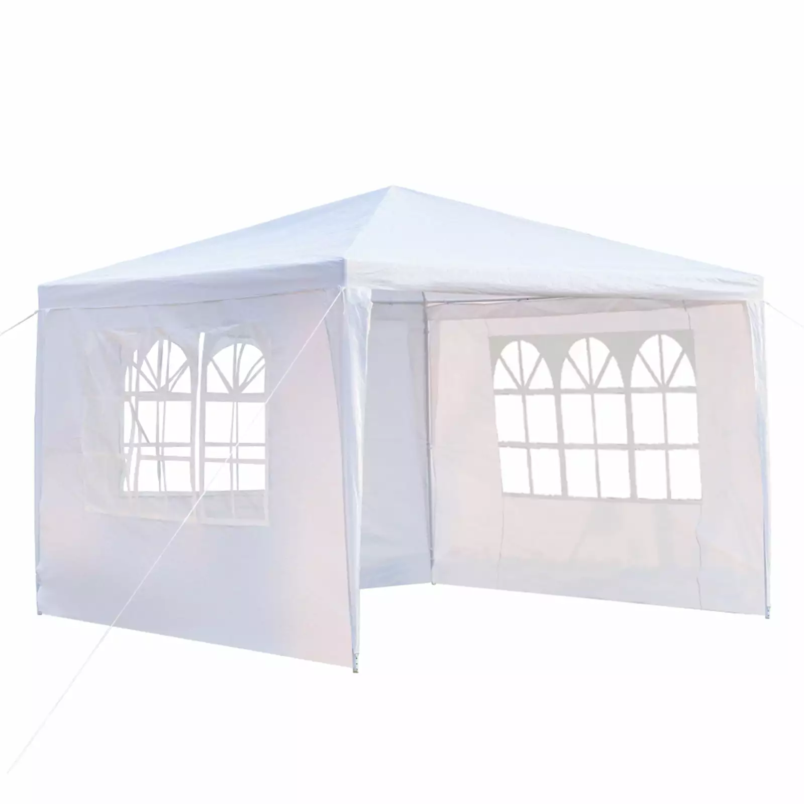 QHTT 3 Sides Waterproof Tent Spiral Tubes Home Garden Parking Shed Wedding Party White