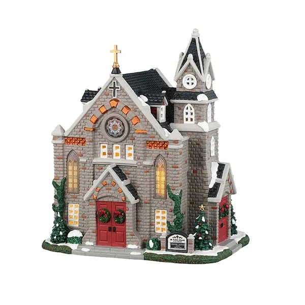 Lemax 35055 Christmas St. Luke's Church Porcelain Village Building