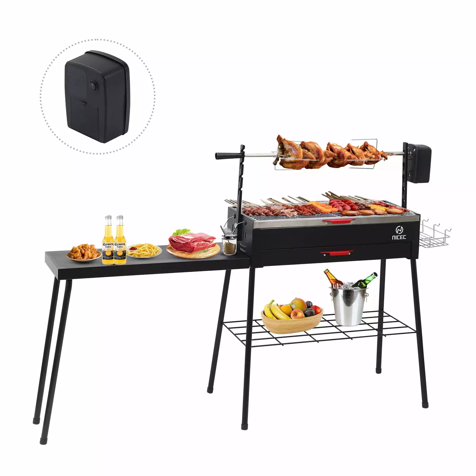 Travel-friendly Charcoal Grill Foldable Camping Barbecue Storage Shelf