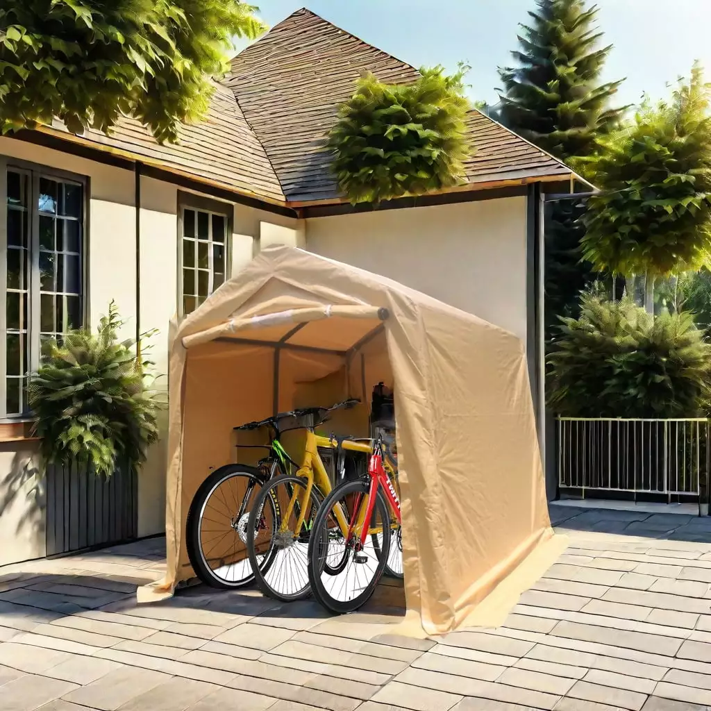 7X8 Ft Outdoor Portable Gazebo Storage Shelter Shed Zipper Doors Waterproof UV Resistant Jamini