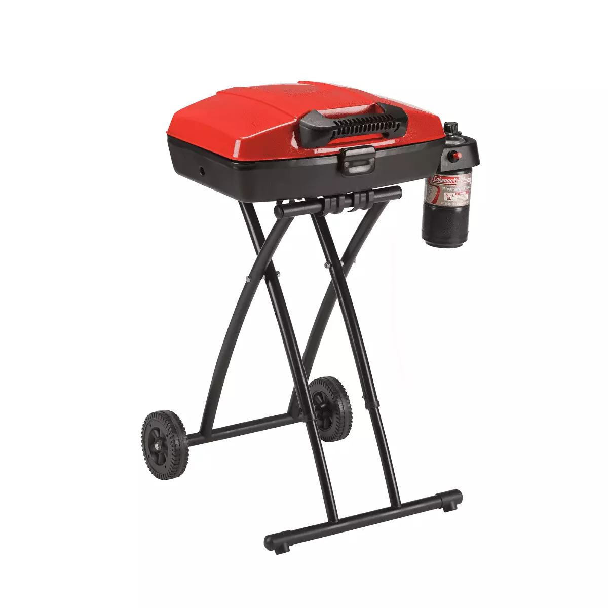 Travel-friendly 1-Burner Propane Grill 11.000 BTUs Compact Red Design Camping and Tailgating