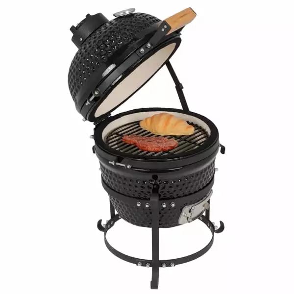 13-Inch Travel-friendly Charcoal Grill Outdoor Cooking Camping Round Ceramic Charcoal Grill Small BBQ Grill Patio Backyard...