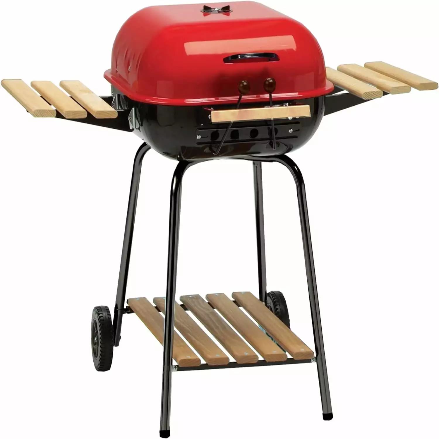 Americana Swinger Wheeled Outdoor Camping Charcoal Grill Adjustable Vents Red None