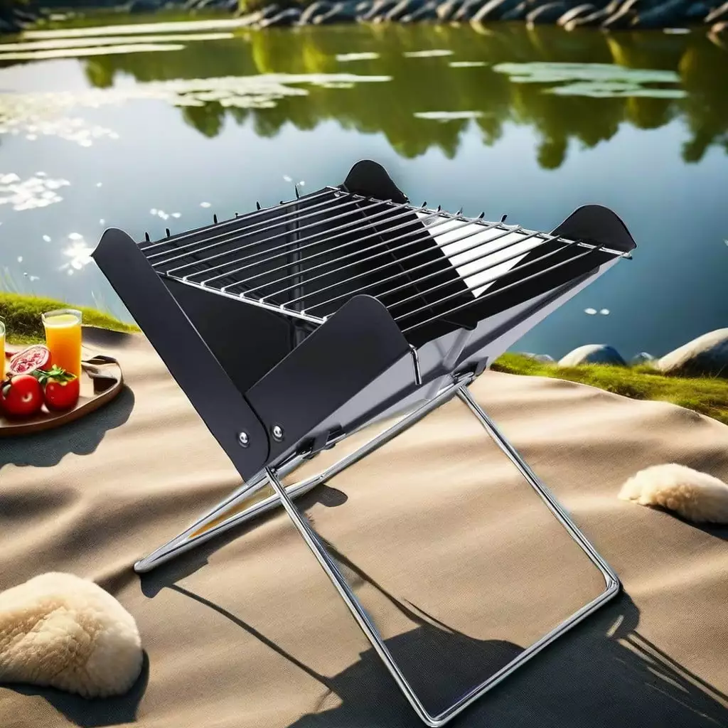 Apepal Home Supplies Outdoor Travel-Friendly Detachable Folding Charcoal Camping Barbecue Rack