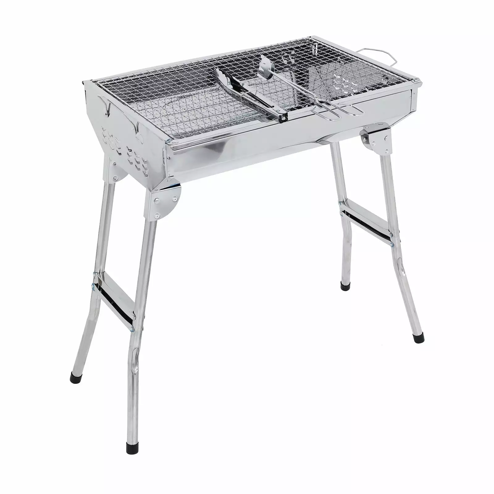 Bcfsvew Stainless Steel Folding BBQ Kabab Grill Travel-friendly Camping Tabletop Hibachi Grill