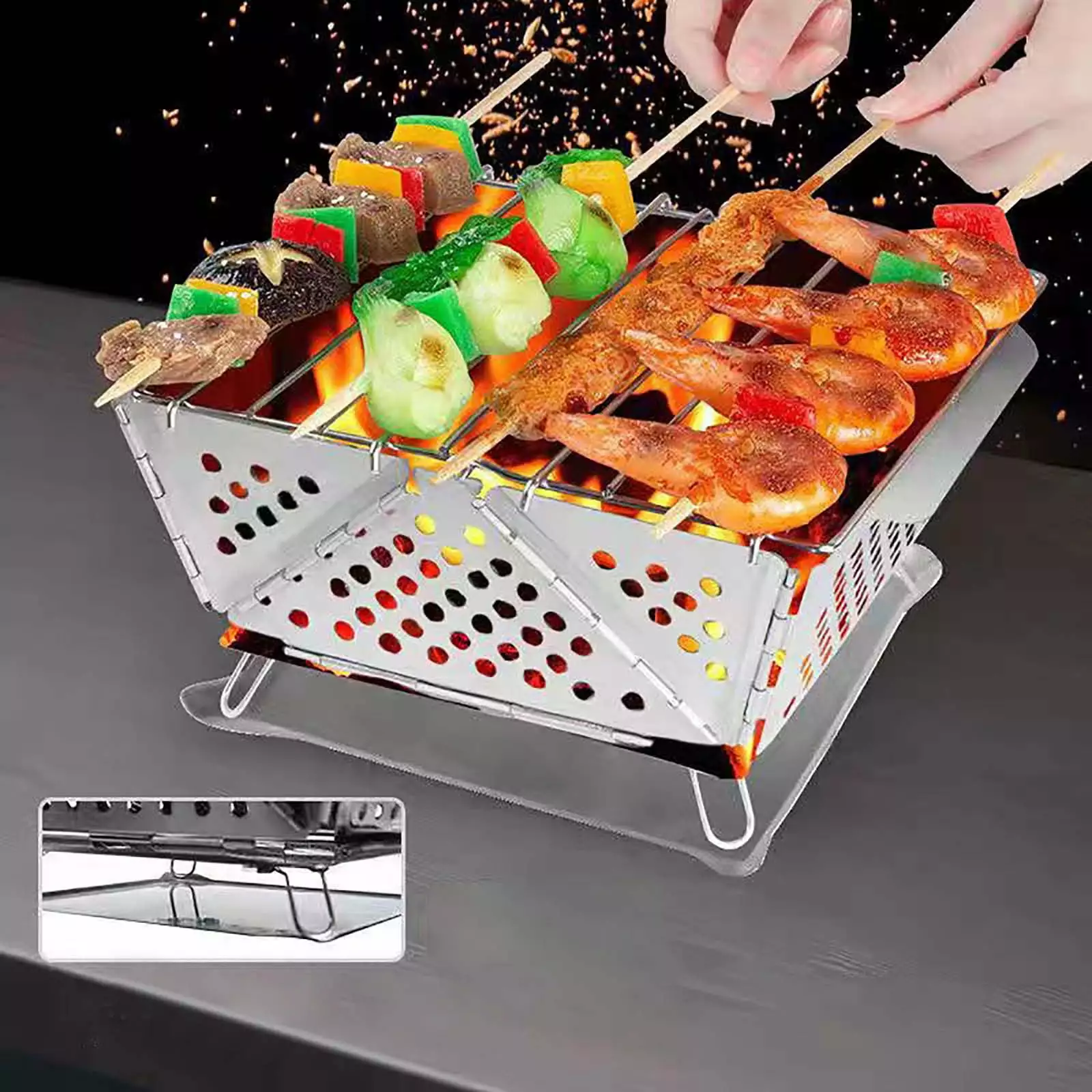 Donemore Small Charcoal BBQ Grill Outdoor Camping Hiking Picnics Travel Free