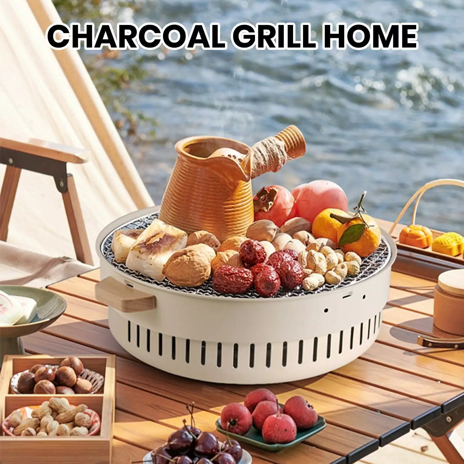 Dujiujun Travel-Friendly Camping Charcoal Grill Handle Smokeless BBQ Stove 2-6 People
