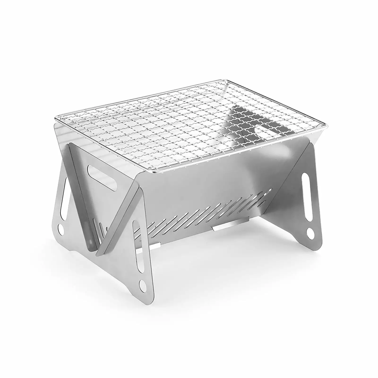 Featherweight Stainless Steel Folding Charcoal Grill Travel Backyard Camping and Picnics