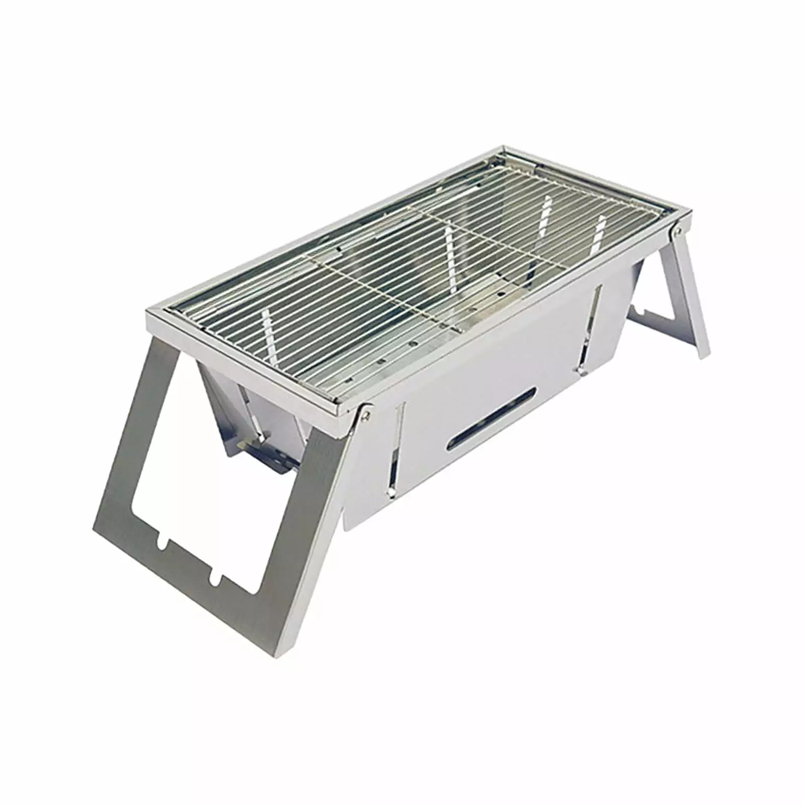 Foldable Stainless Steel Tabletop BBQ Grill Carrying Bag Camping Hiking and Beach 42x21cm