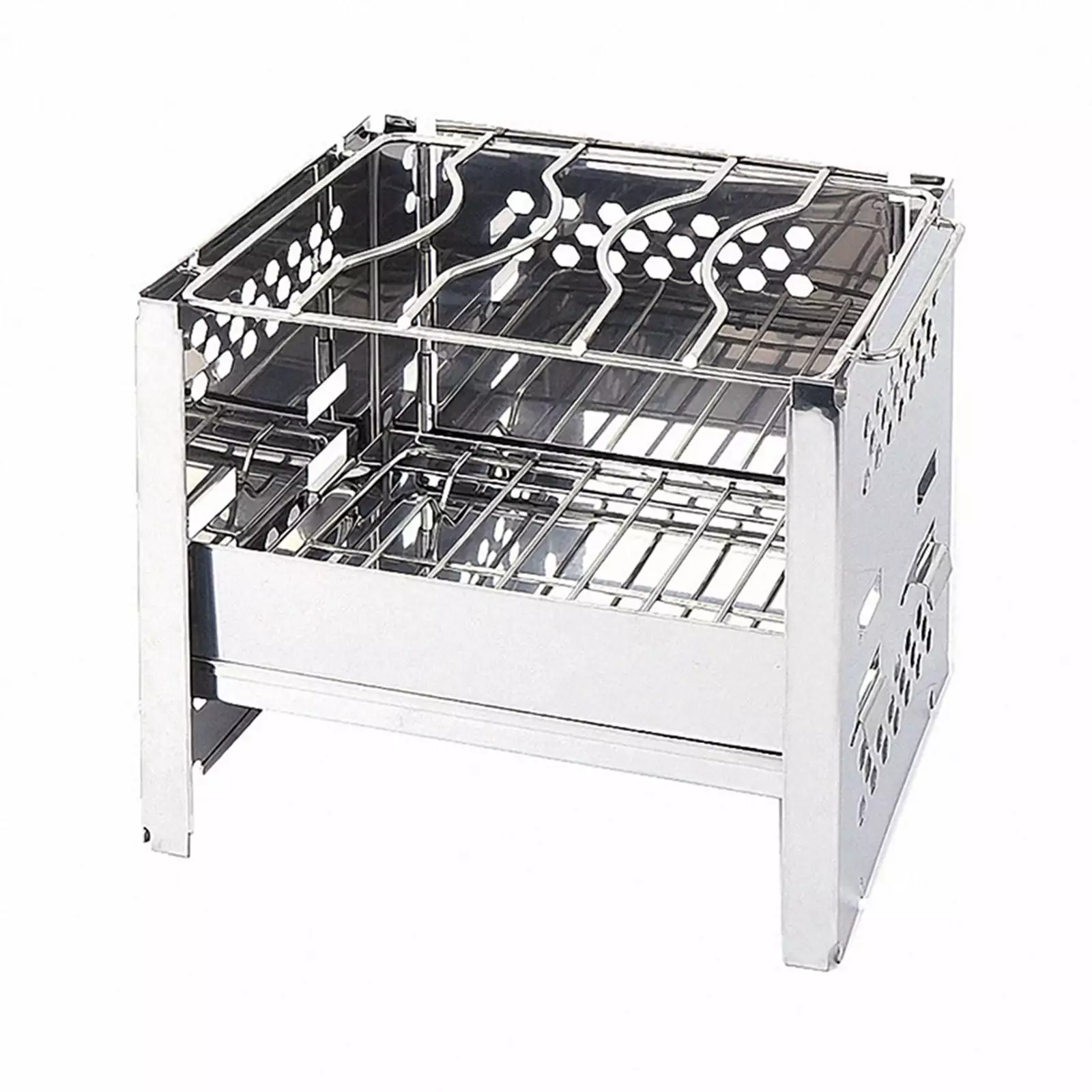 Folding Travel-friendly Barbecue Charcoal Grill Stainless Steel Smoker BBQ Outdoor Cooking Camping Picnics Beach