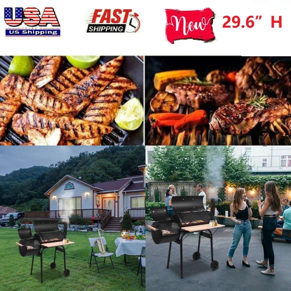Goorabbit 24.4L Travel-friendly Charcoal Grill Storage - Portable Outdoor BBQ Black Stye2