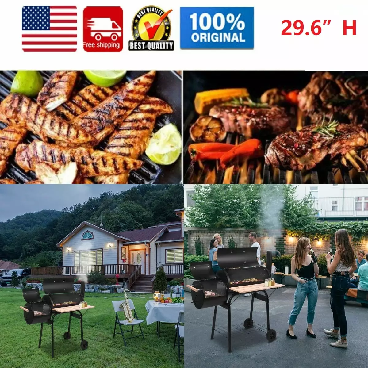 Goorabbit Travel-friendly Steel Charcoal BBQ Grill Offset Smoker 24.4L - Camping Outdoor Stye2