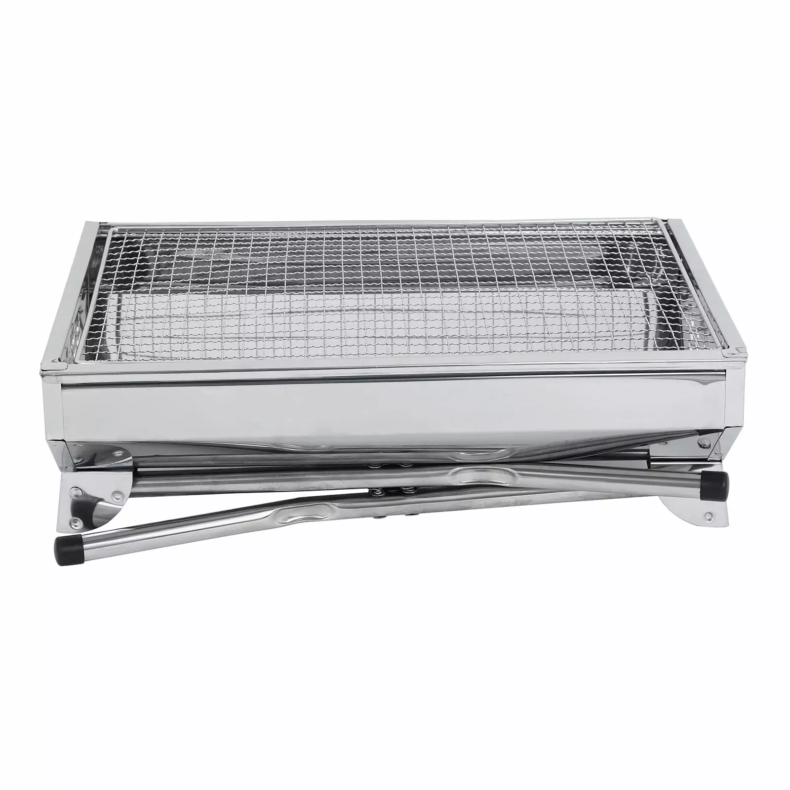 Hilingoto Stainless Steel Folding BBQ Grill Camping Travel Tabletop Hibachi Shish Kabob