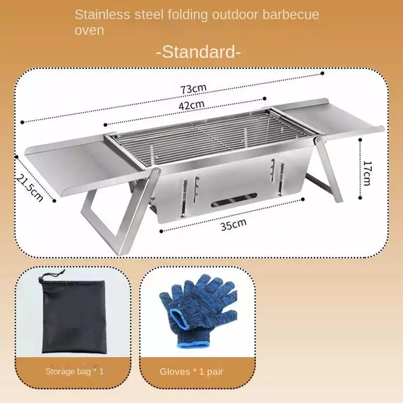 Houtilizehold Stainless Steel Travel-friendly Folding Barbecue Grill Indoor Outdoor Camping Spring