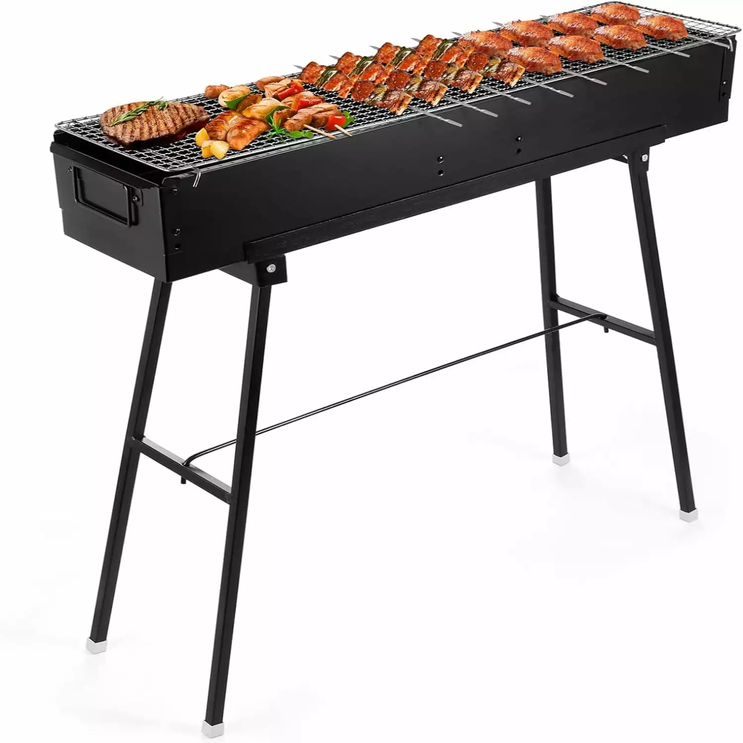 32 Inch Black Folding Stainless Steel Charcoal Grill Outdoor Cooking Camping