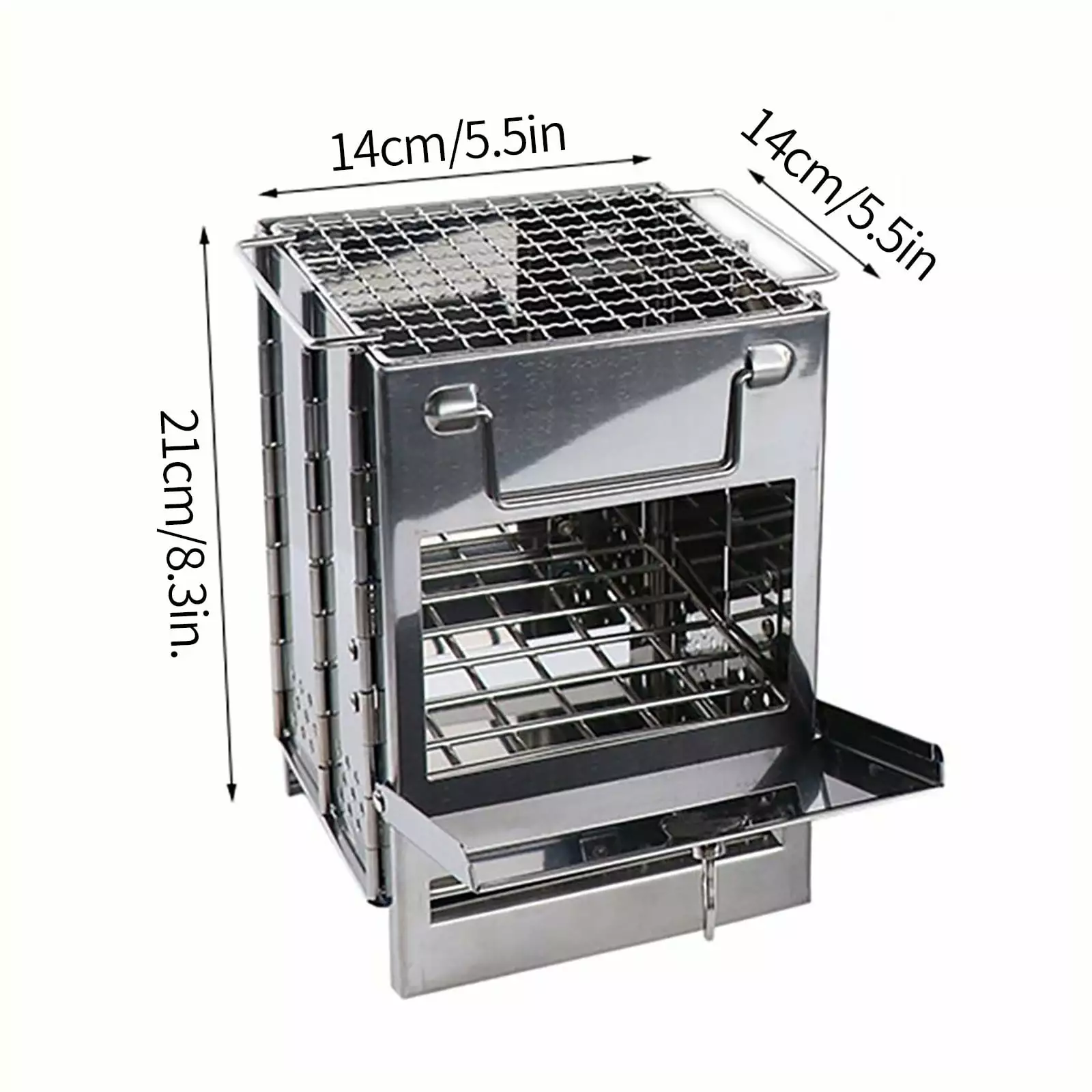 LHWGJQY Square Stainless Steel Folding BBQ Grill - Outdoor Picnic Wood Burning Stove One