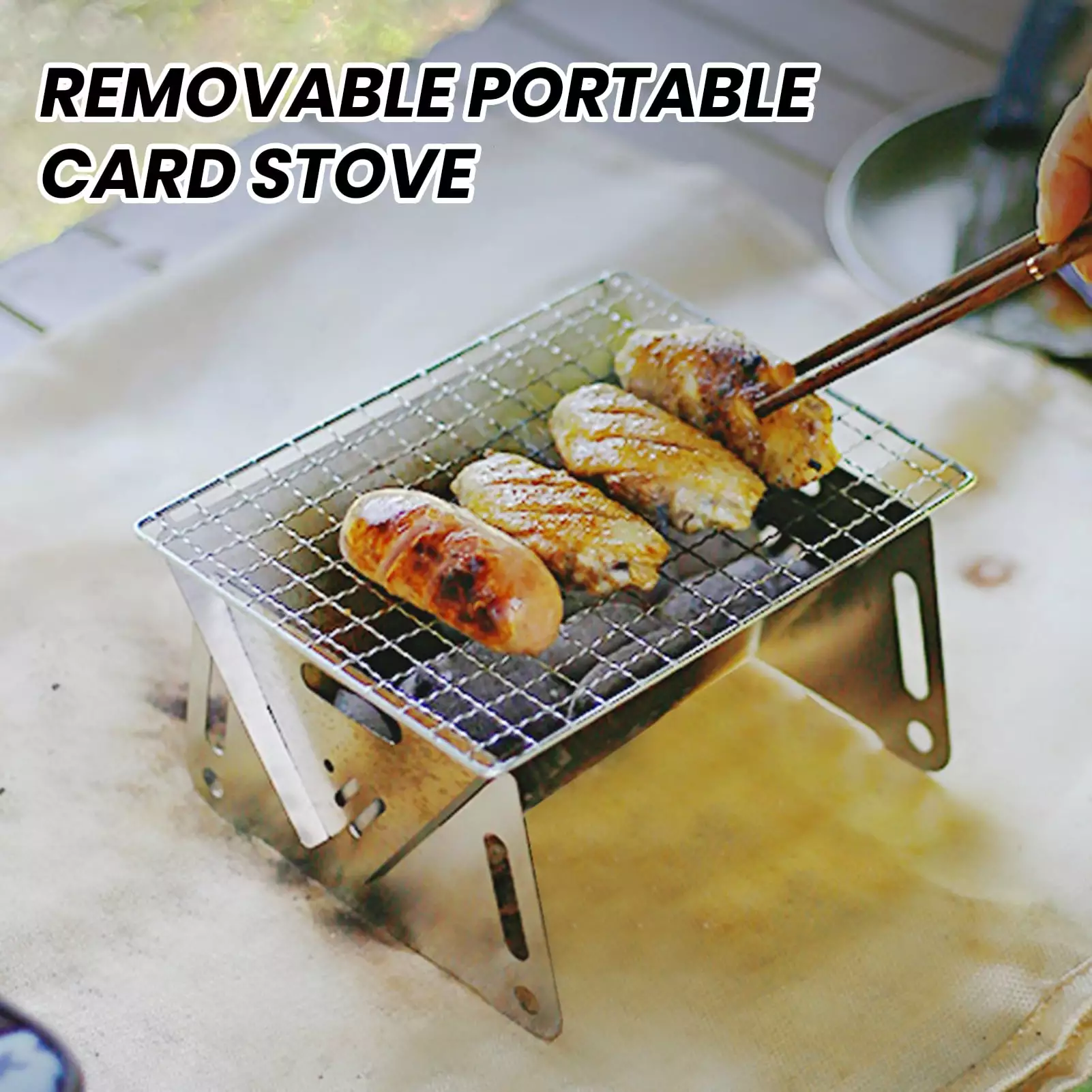 NIBOLOG Outdoor Folding Campfire Grill - Rustproof Corrosion Resistant Travel-friendly BBQ