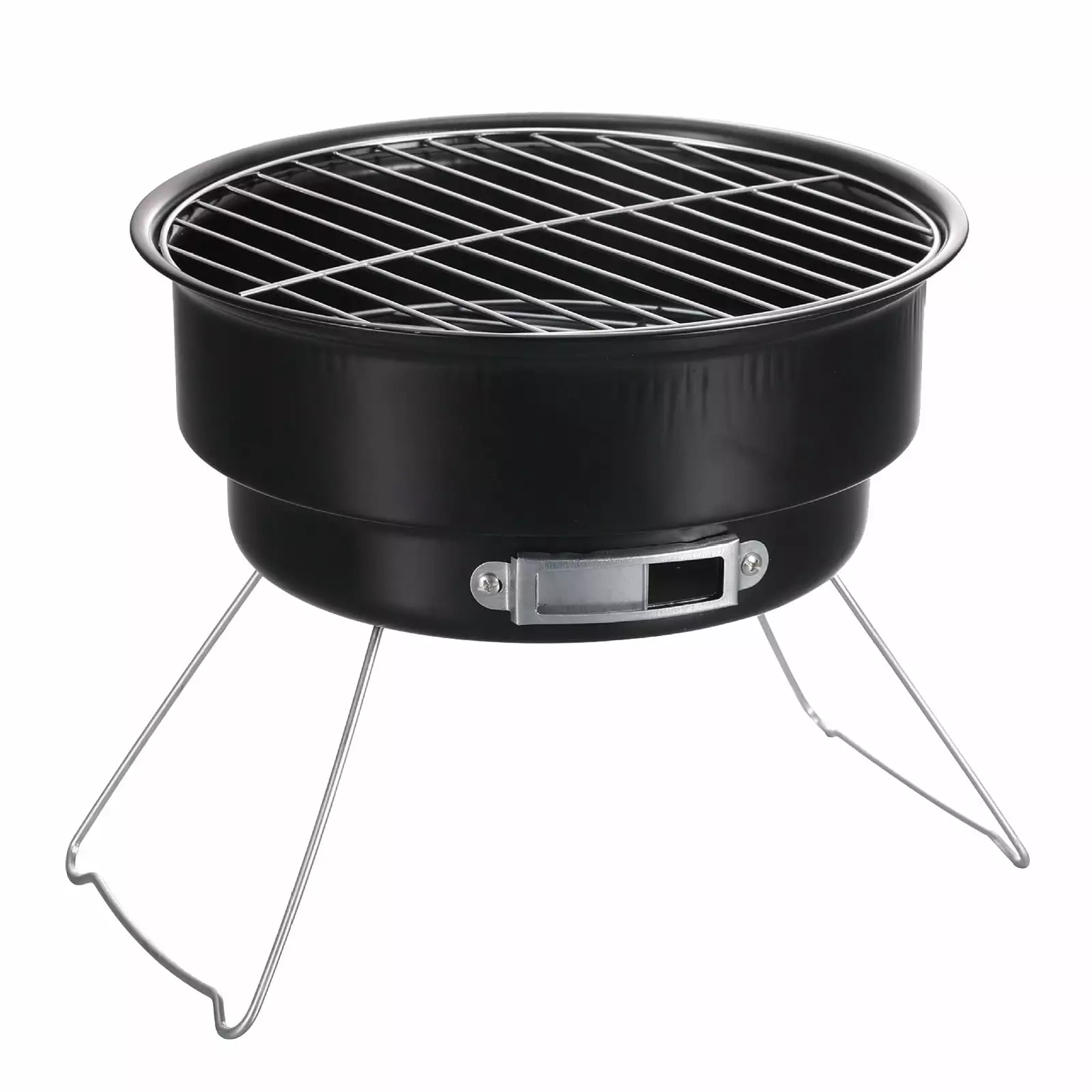 Poaug Travel-friendly Round Stainless Steel BBQ Grill Folding Oven Black