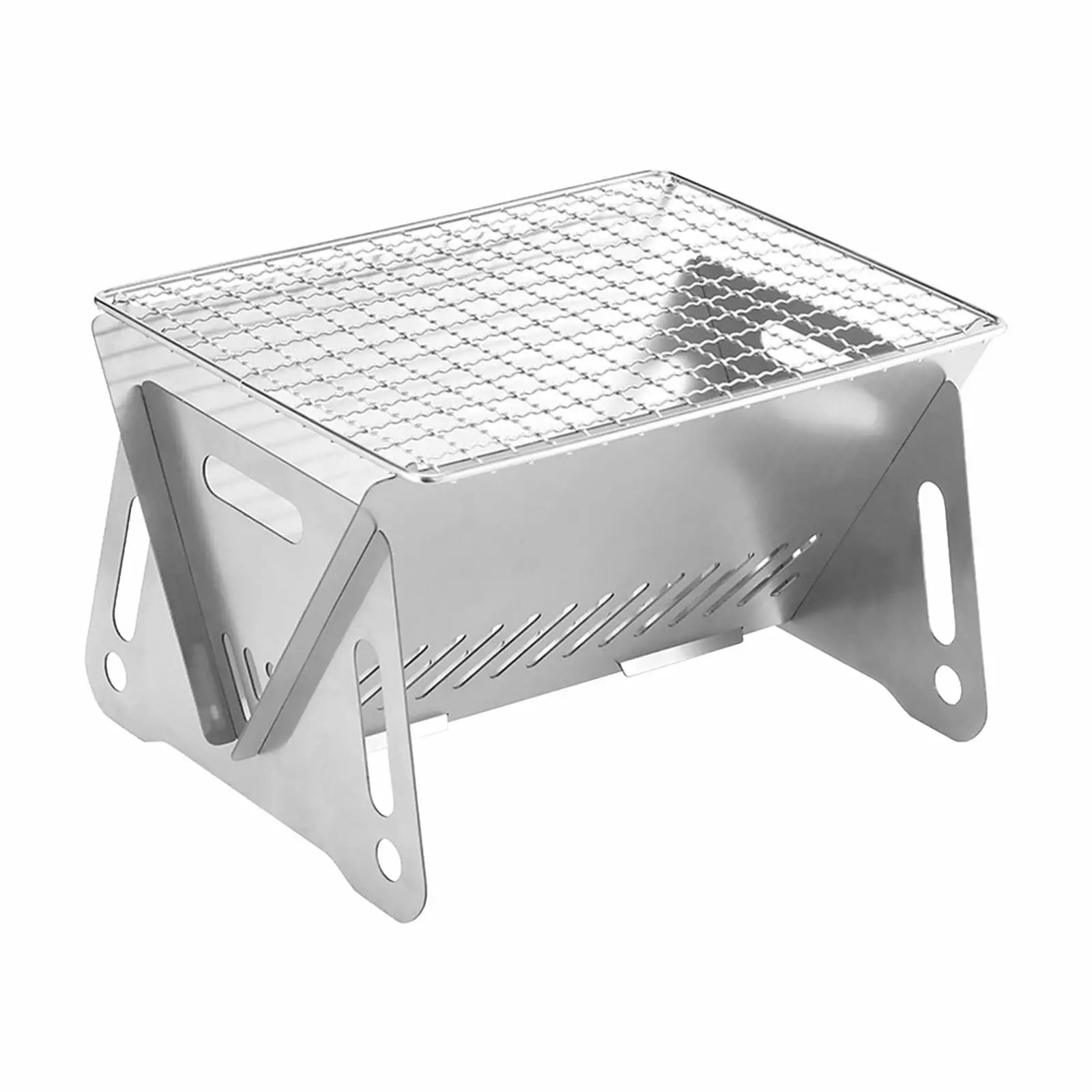 QIIBURR Small Charcoal Grill Travel-friendly Stainless Steel Folding Travel Grill