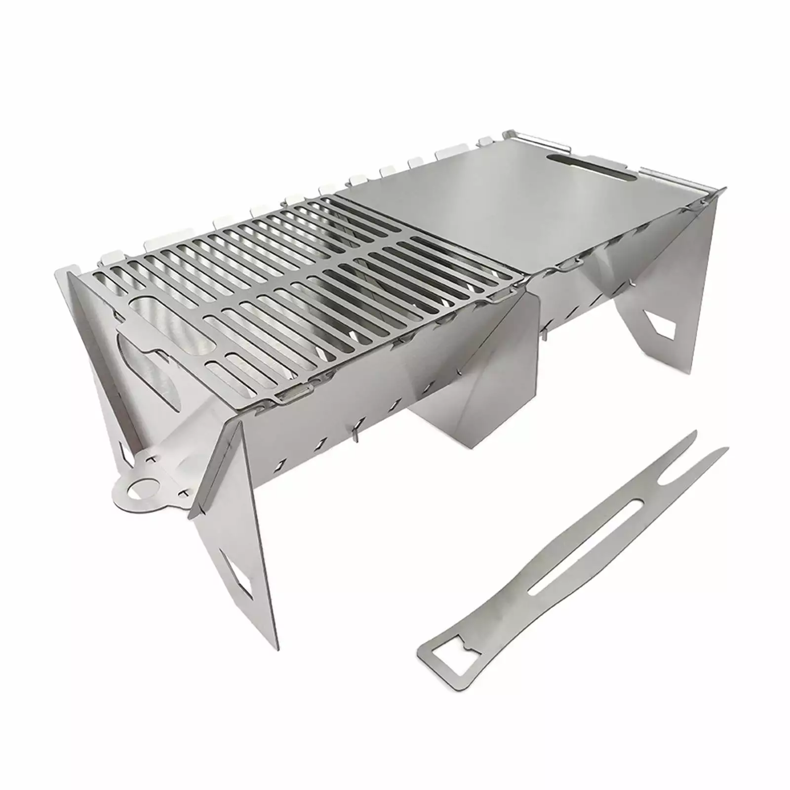 Stainless Steel Folding Travel-friendly Barbecue Grill Set Patio Hiking Beach M