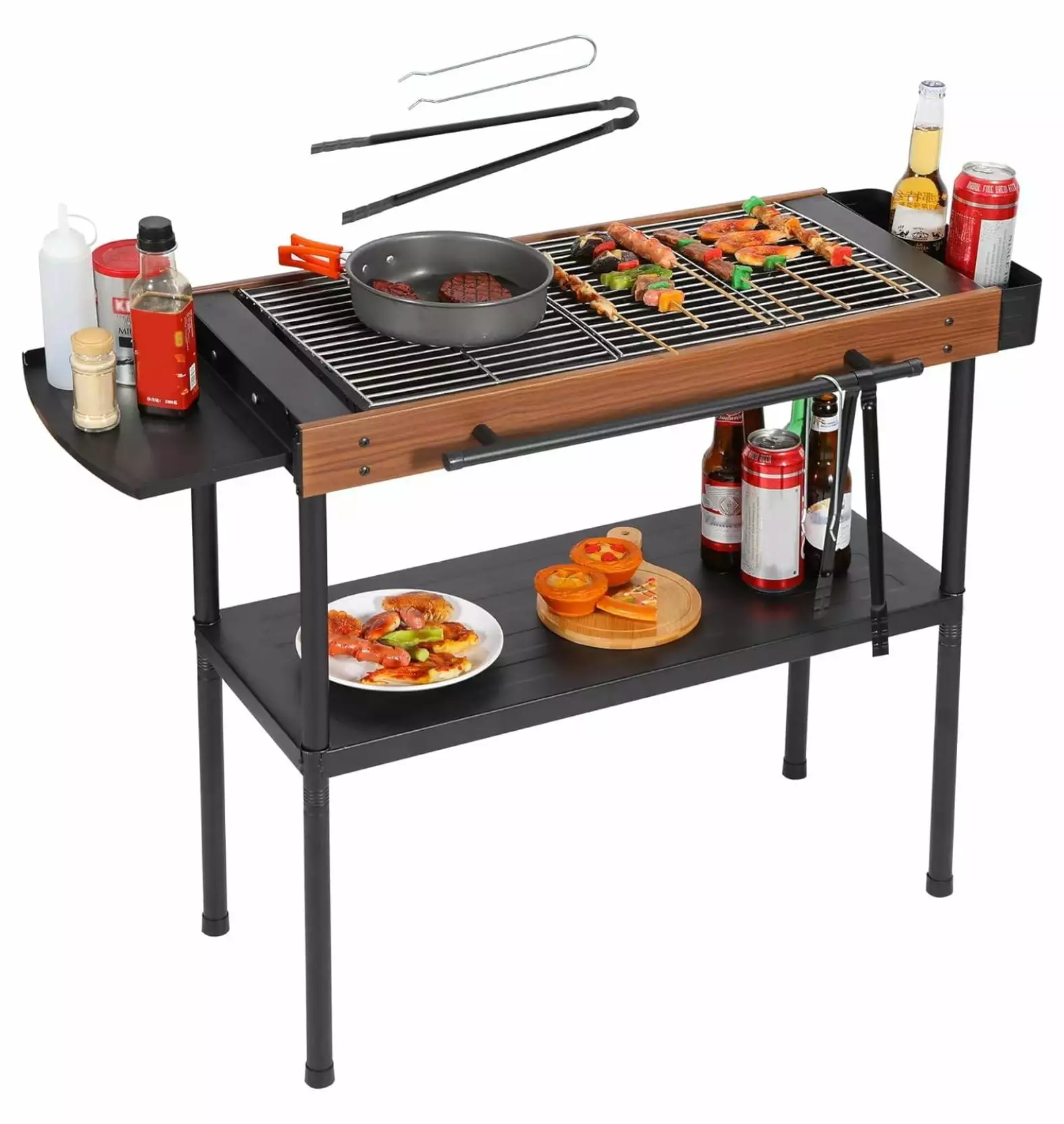 Travel-friendly Charcoal Grill Storage Shelf and Carrying Bag Camping Picnic Beach