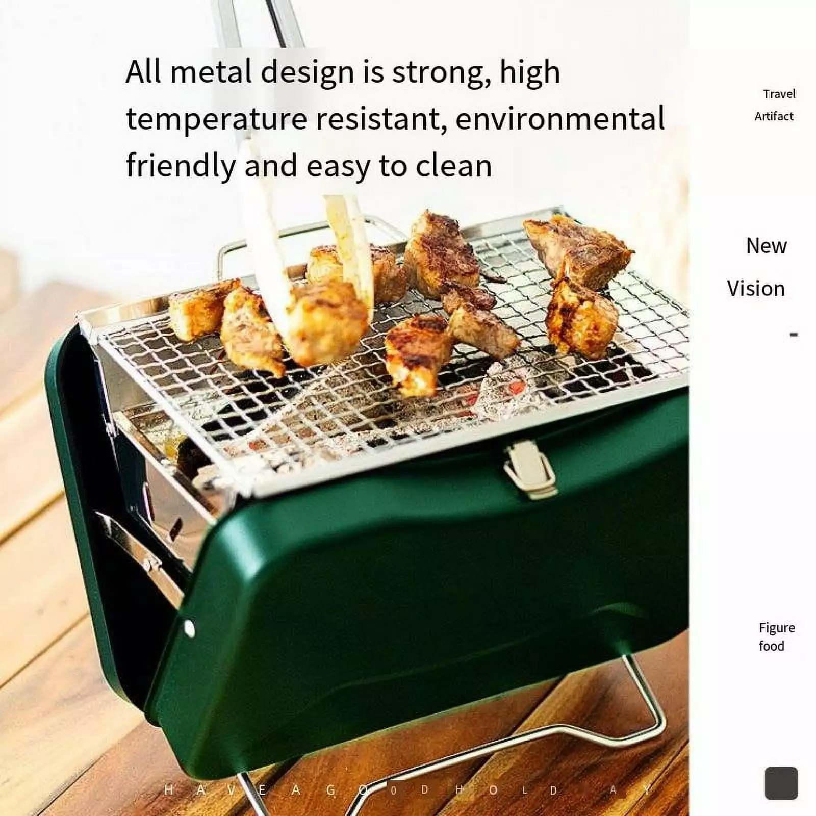 Travel-friendly Foldable Stainless Steel Charcoal Grill Outdoor Camping Barbecue