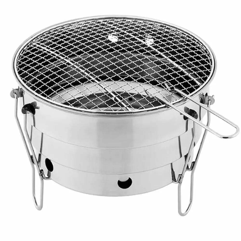 Travel-friendly Outdoor Charcoal Grill Burner Camping Picnic BBQ Grill Folding Split Portable Cooking