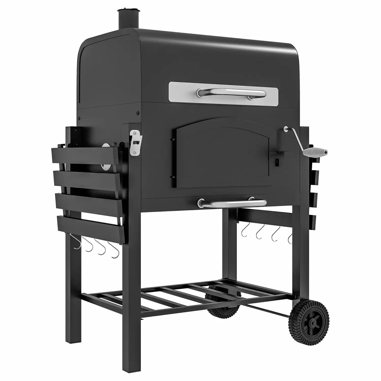 YLtoohoom Charcoal Grill BBQ Adjustable Height Travel-Friendly Barbecue Folding Shelves Thermometer Bottle Opener & Wheels...