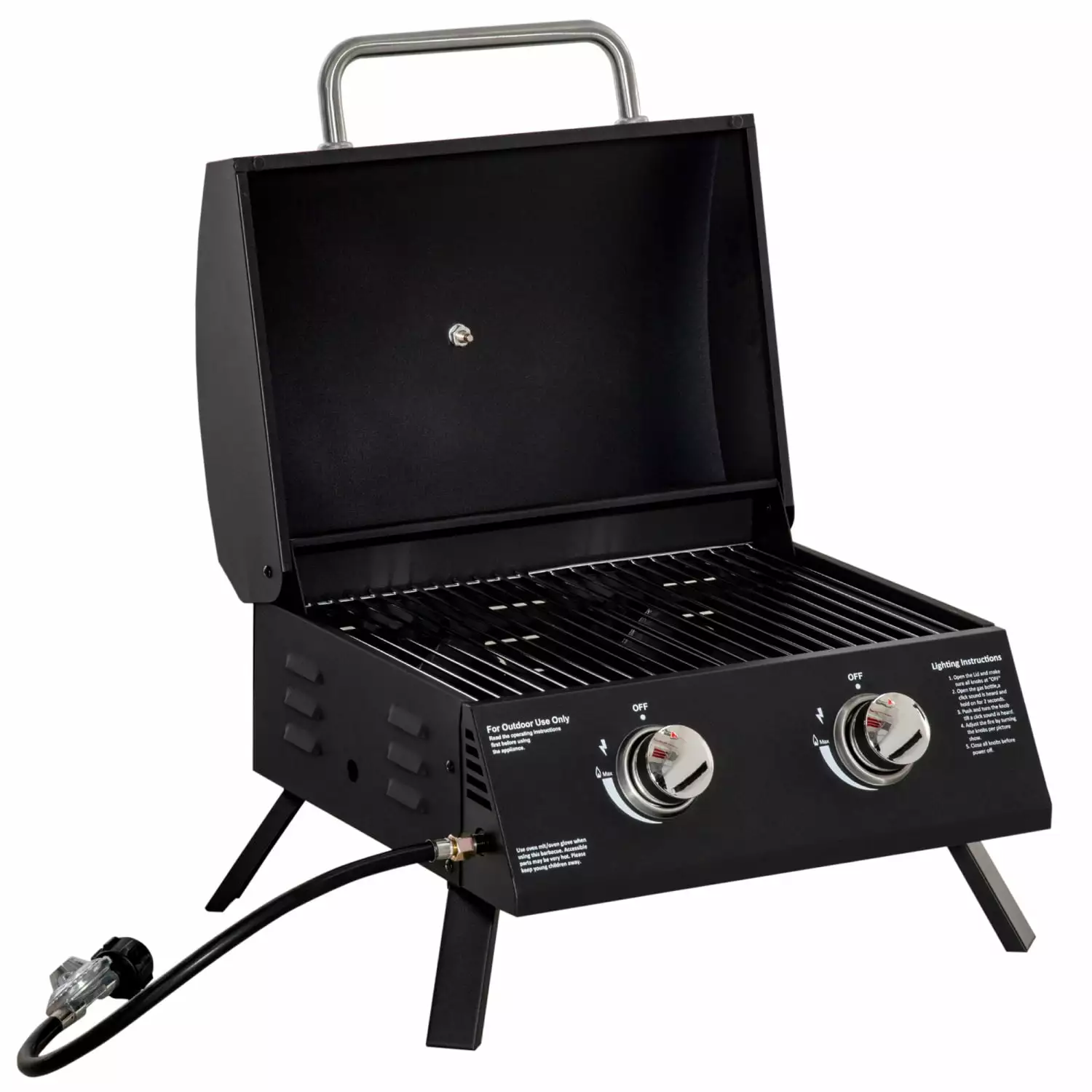 YPDCHB 2 Burner Propane Gas Grill Foldable Legs and Lid Thermometer Outdoor Cooking None