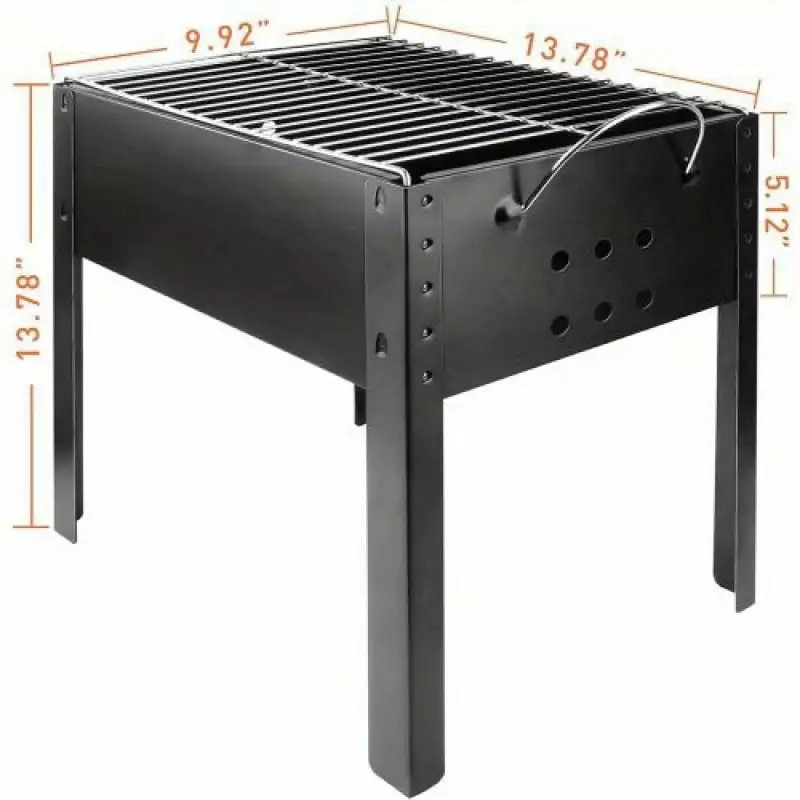 YSSOA 20'' Foldable Outdoor Charcoal BBQ Grill Detachable Tabletop Smoker Camping Traveling Picnics Black