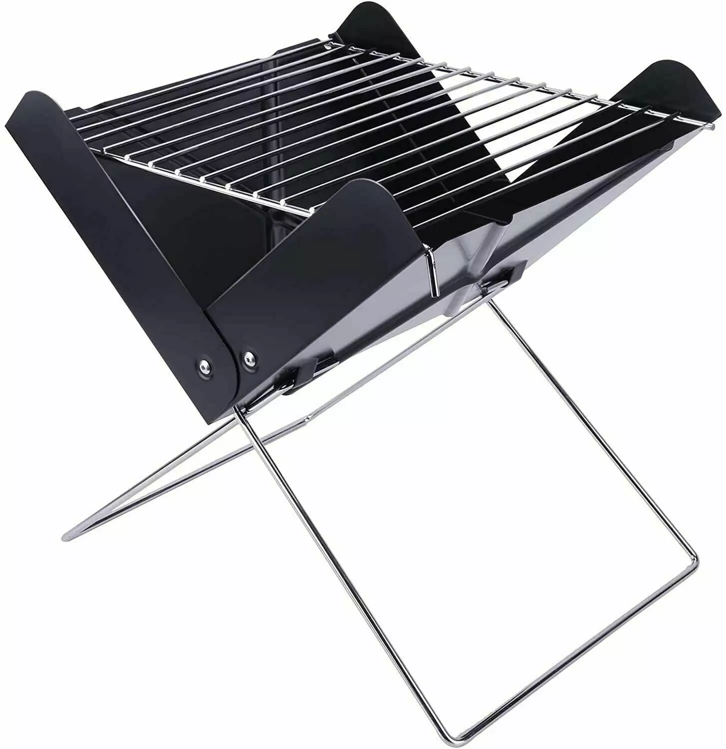 YSSOA 12 Travel-friendly Notebook Shape Charcoal Grill Detachable Collapsible Mini Tabletop Camping BBQ