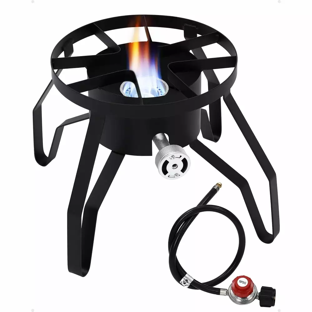 EastVita Single Burner Outdoor Propane Stove Adjustable Regulator High Heat Output 30qt