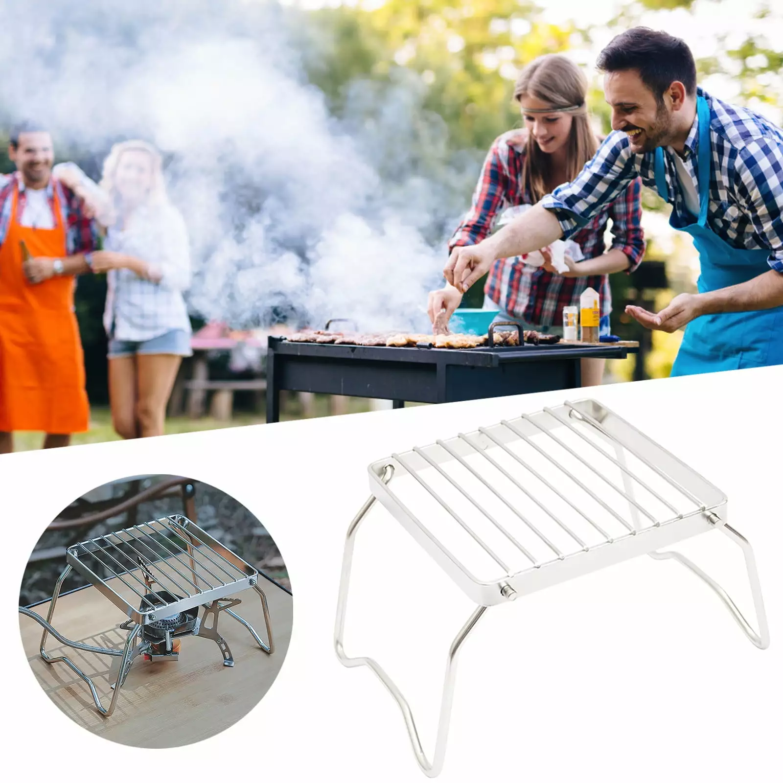 Stainless Steel Camp Stove Outdoor Picnics Grill Camping Barbeque Folding Cooking One