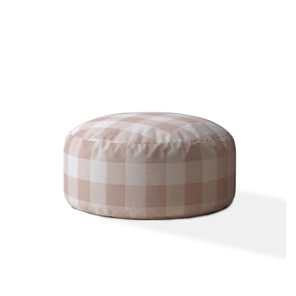 Indoor Andy Blush Round Zipper Pouf Cover Only 24 Inch Diameter 20 Inch Tall usa made pillow and pouf