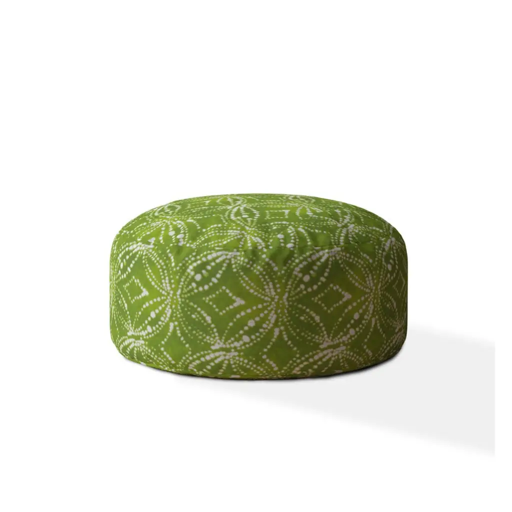 Indoor Rigel Green Round Zipper Pouf Cover Only 24 Inch Diameter 20 Inch Tall usa made pillow and pouf