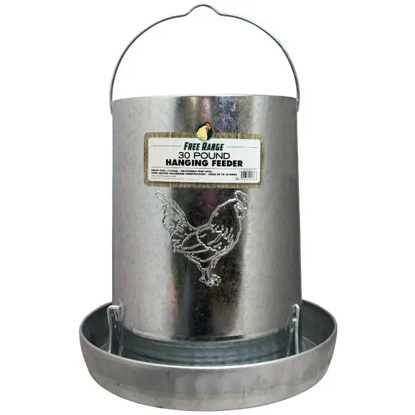 Free Range 1000296 Heavy-Duty Galvanized Hanging Feeder, 30 Lbs Poultry