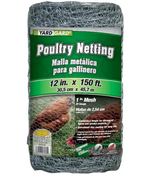 YardGard Galvanized Poultry Netting 20-Gauge 1" Mesh 12" x 150' Chicken Wire Fencing