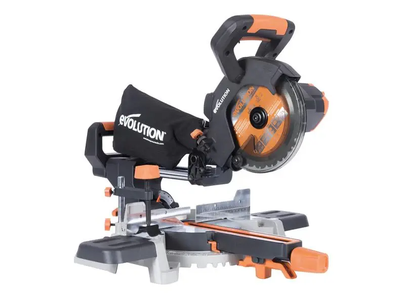 Evolution R185SMS-Li EXT Sliding Mitre Saw 18V Bare Unit Safety Glasses