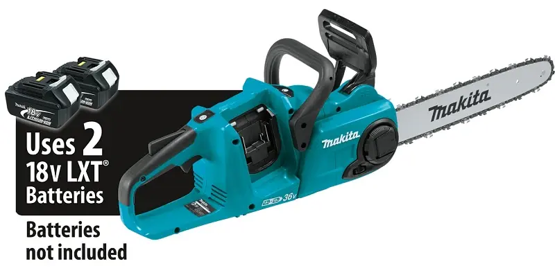 Makita XCU03Z Wireless Chainsaw, Tool Only, 5 Ah, 36 V, Lithium-Ion, 14 L Bar, 3/8 Pitch, Soft-Grip Handle