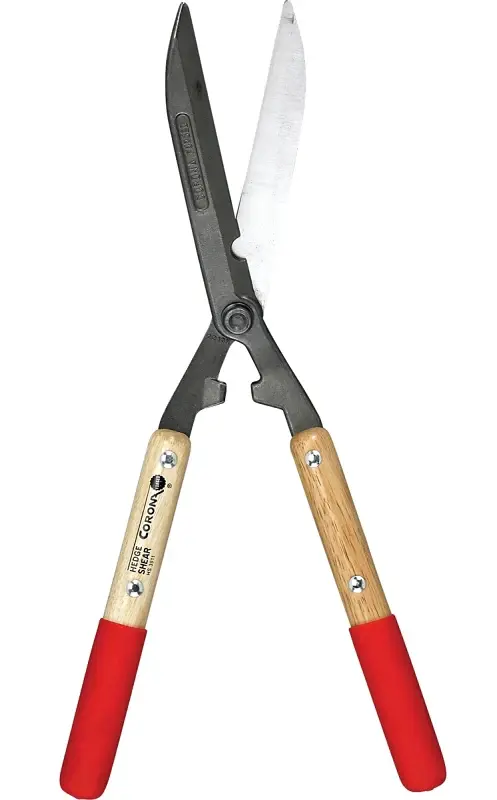 Corona HS 3911 Hedge Shear, Straight Edge Limb Notch Blade, 8-1/4 L Blade, Metal Blade, Wood Handle, 21 OAL