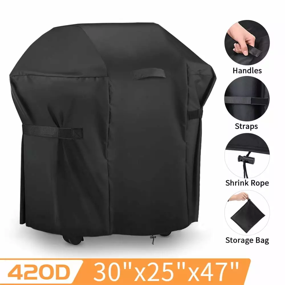 NEWCE Grill Cover 30x25x47 Heavy Duty Nylon Waterproof Barbecue BBQ Cover Bag UV Protection None