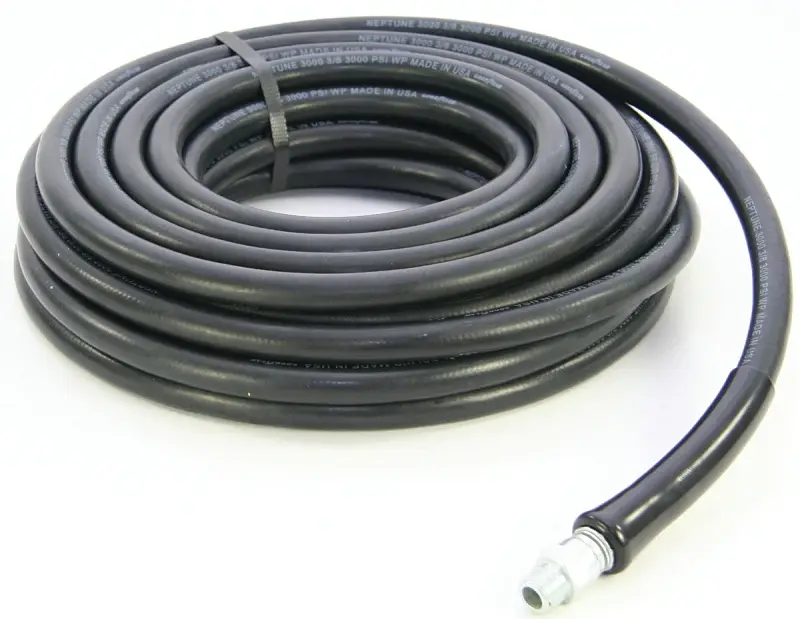 Abbott Rubberized 1190-0375-50 Pressure Washer Hose Assembly, 50 ft L, NPT Male x Male Swivel, Rubber, Black