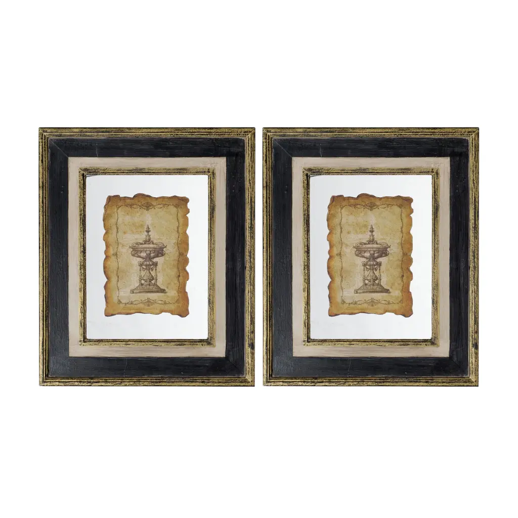 13X15 Lucian Framed Antiqued Sculpture Print 2 Piece Multicolor Timber w2078