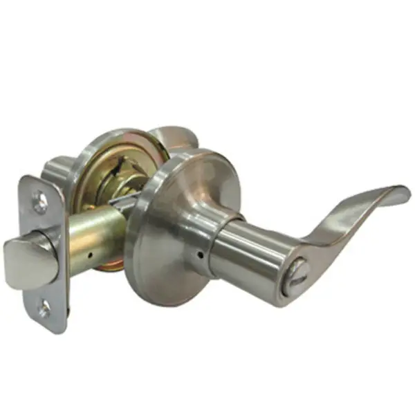 Taiwan Fu Hsing LB6X201B Reversible Bergamo Wave Lever Privacy Lockset Satin Nickel
