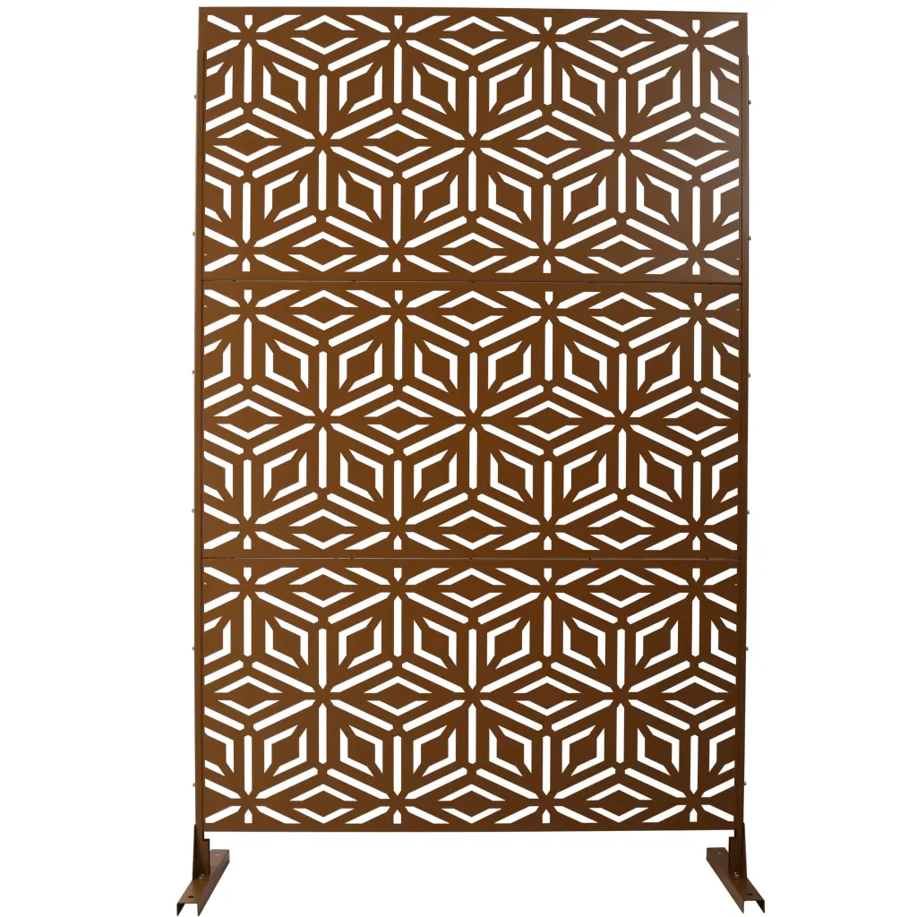 Outdoor Indoor Privacy Screen Metallic 76 Inch H 48 Inch W Free Standing Room Divider g-h