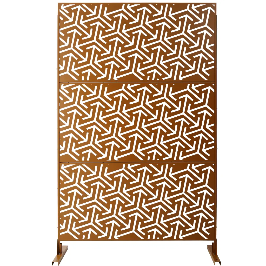 Outdoor Indoor Privacy Screen Metallic 76 Inches Height 48 Inches Width Free Standing g-h
