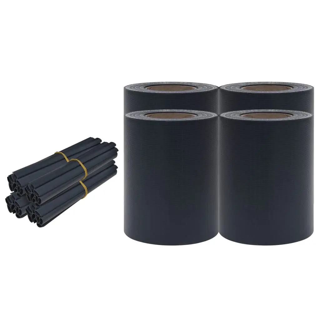 Garden Privacy Screens 4 Pack PVC 114.8x0.6 Feet Matte Dark Gray Outdoor Panels