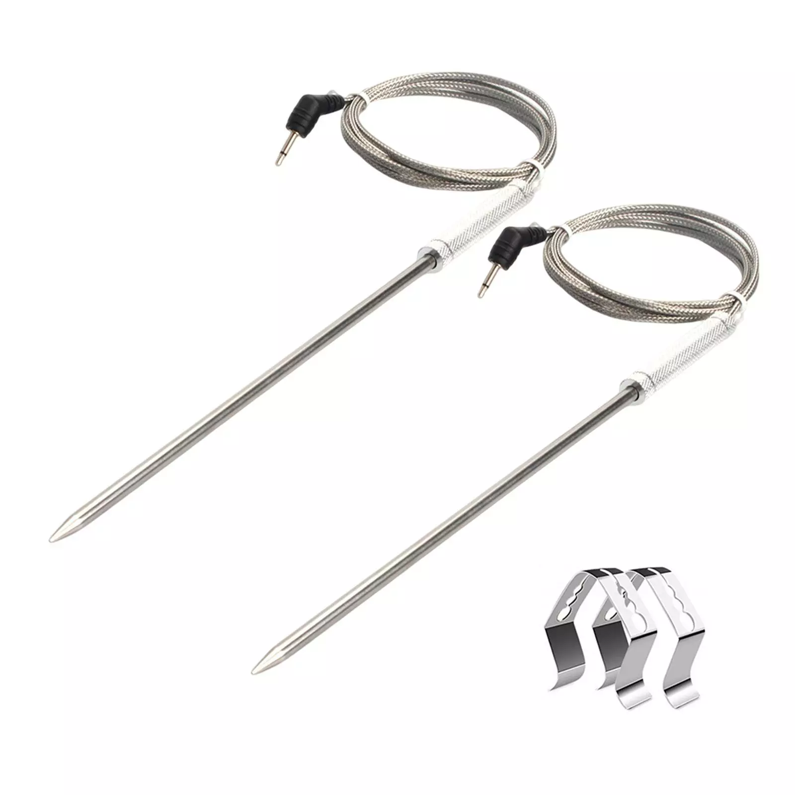 Meat Temperature Probe Ambient Temperature Probe Waterproof Electric Oven BBQ Picnic Food Cooking Grill 2Pcs Clip