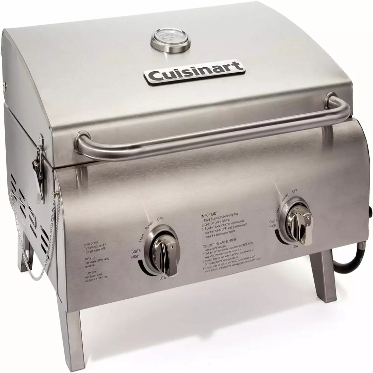 CGG-306 Chef's Style Travel-friendly Propane Tabletop 20 000 Professional Gas Grill Two 10 000 BTU Burners Stainless Steel